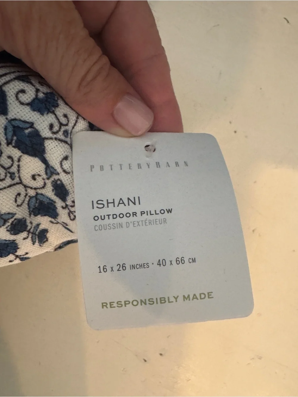 Pottery Barn Ishani Outdoor Lumbar Pillow, Blue Multi Floral
